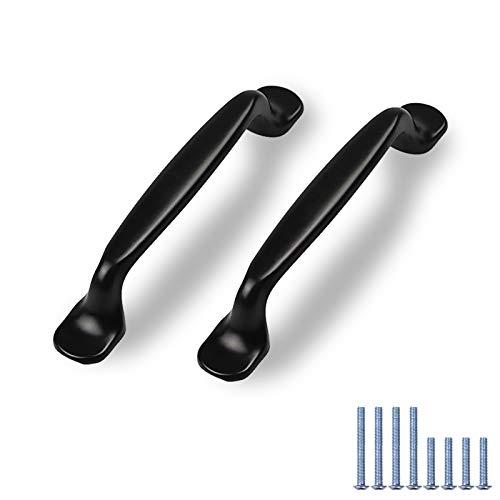 JOLIGAEA Tirador para Muebles,24 piezas Negro Aleación Aluminio Tiradores de Arco Manija,Tiradores para Cocina,Cajón,Armario,Baño,Dormitorio y Oficina,128mm/Distancia de Agujeros,Tornillos Incluidos
