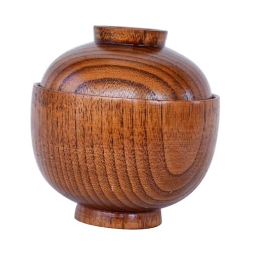 Alipis Ciotola Giapponese in Legno di Acero con Coperchio Ciotola per Zuppa e Riso Multifunzione Contenitore per Cibo Tradizionale per Casa e Ristoranti