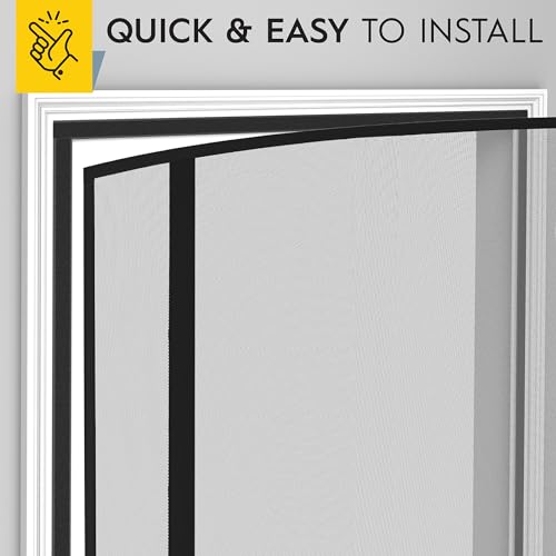 Image of AUGO Fiberglass Magnetic Screen Door Reversible Left Right Side Opening - Self Sealing, Heavy Duty, Hands Free, Keeps Bugs Out - Pet and Kid Friendly - Patent Pending Keep Open Feature - 74 inch x 81 inch