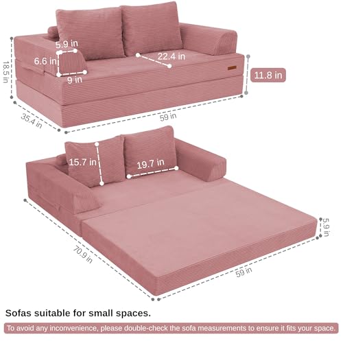 Image of COMAX Convertible Futon Sofa Bed, 59 inch Folding Boneless Loveseat Small Couch