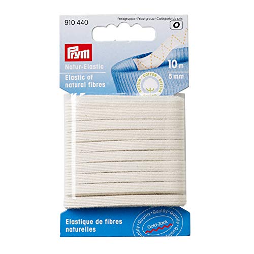 Prym Natural Elastic 5 mm Raw White, Cotton