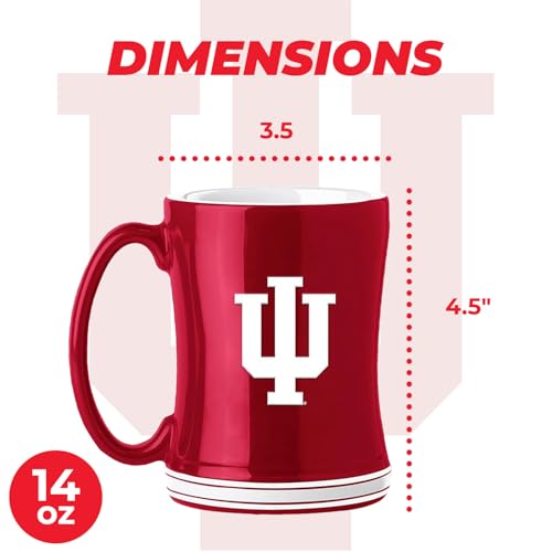 Image of Logo Brands NCAA Indiana Hoosiers 14oz Ceramic Relief Mug with Team Logo and Elongated Handle