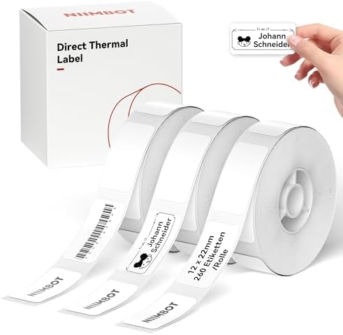 NIIMBOT Etiquetas térmicas autoadhesivas, 12 x 22 mm, papel térmi...