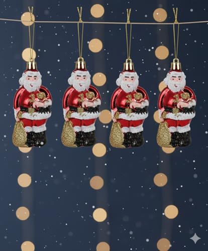 Image of 4Pc Santa Christmas Decoration Combo Pack | Items for Home & Office | Festive Hangings, Foam Ornaments | PoPo Toys