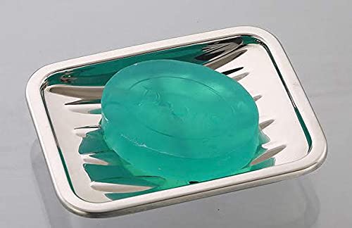 Image of Expresso Soap Dish Holder Stainless Steel Soap Tray with Drain for Bathroom, Shower, and Kitchen Sink (Rectangle-N)