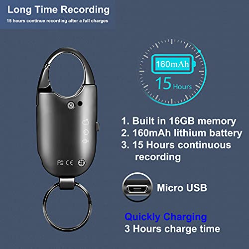 Keychain Digital Voice Recorder,Eoqo 32Gb Voice Activated Audio Recorder With Playback Function,Rechargeable Key Ring Audio Recorder For Lectures Meetings Interviews Music (Black) #TOP3