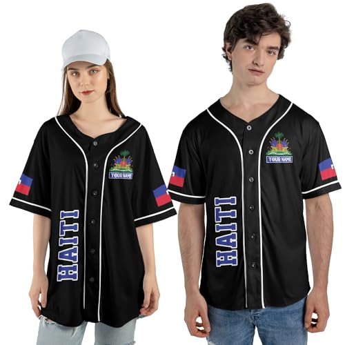 Ligthuy Personalized Name Haiti Baseball Jersey, Customized Haitian Baseball Jerseys for Men Women Haitian Flag Shirt 3D miniatura 2