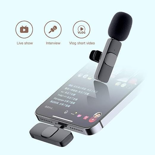Image of Bumpi 2-in-1 K8 Wireless Clip Microphone, All iso & Smartphones, Adjustable Noise Reduction Portable Mini Mic with Universal Microphone for Vlogs, Reels, Youtubers with LED Indicator Light