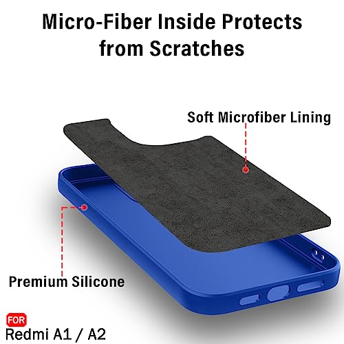 Image of TheGiftKart Liquid Silicon Back Cover Case for Mi Redmi A1 / A2 | Stylish Camera Protection Module | Micro-Fibre Lining Inside | Shockproof Back Cover Case for Mi Redmi A1 / A2 (Silicone, Blue)