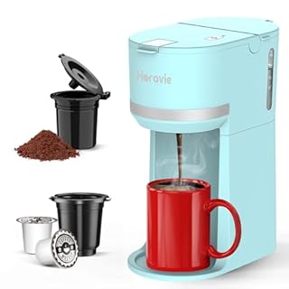 Single Serve Coffee Maker Machine for K-Cup and Ground Coffee, 6 to 12 oz. Brew Sizes, Fast Brew Single Cup Coffee Machine with Descaling Reminder and Water Window, Perfect for Small Spaces, Blue