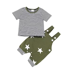NCONCO Baby Peuter Jongen Kleding Set Gestreepte T-Shirt Sterren Overalls Shorts