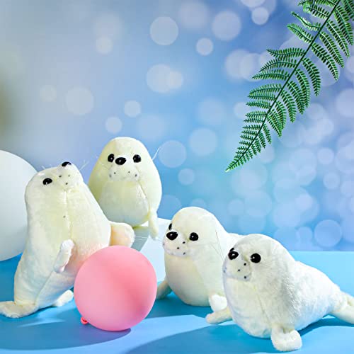 Sosation 4 Pcs Seal Plush Toy Seal Stuffed Animal White Chubby Seal Animal Doll Cute Seal Hug Pillow Plush Toys Set for Boy Girls Babies Toddlers,10...