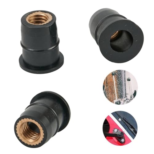 BHIPKOT 10 pcs 5mm Gummi Windschutzscheibe Muttern, Motorrad M5 Windschutzscheibe Verkleidung Bolzen Gute Mutter für die meisten Motorrad-Ersatzteile Schwarz (Typ: konvex)