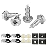 LivTee Rustproof License Plate Screws for Securing License Plates Frames and Covers on Cars and Trucks, 4 Sets Premium Stainless Steel Self Tapping Mounting Bolts, Silver