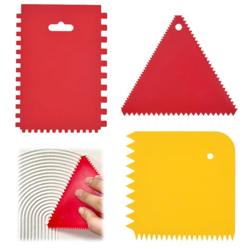 JAWUZ 3x llana dentada juego de llana dentadas Espátula dentada raspador llana de acabado mellado