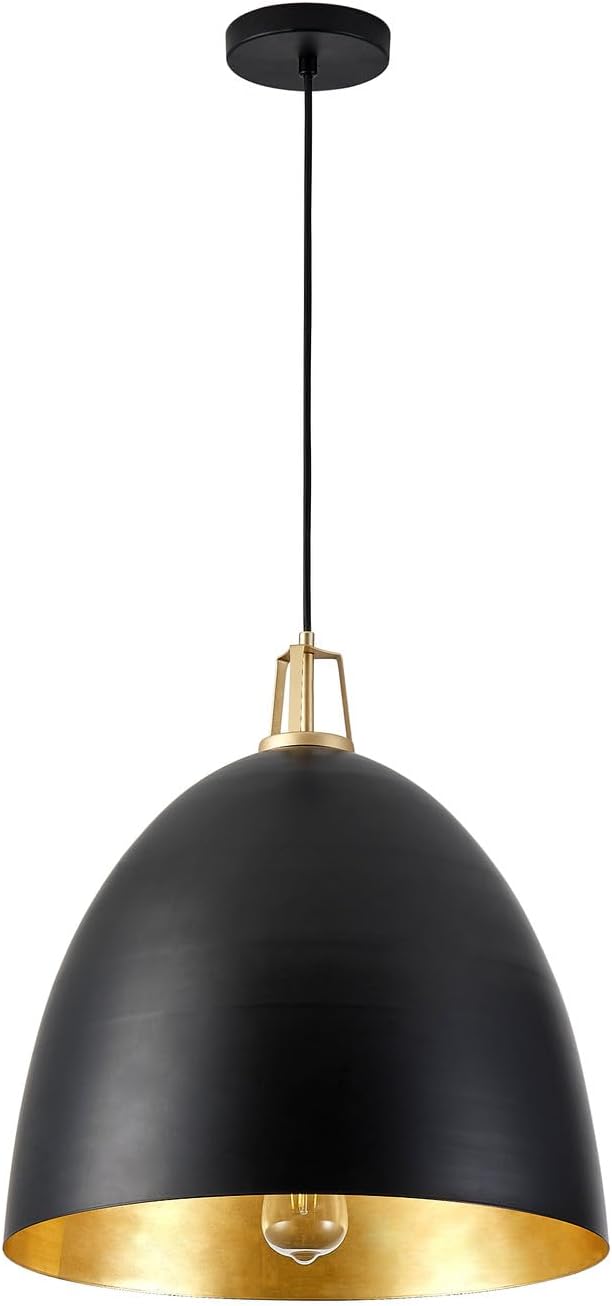Aiwen Industrial Pendant Light Fixtures Kitchen Island, 17 inch Black Finish Gold Interior Pendant Lighting, Vintage Farmhouse Decor Metal Hanging Light for Dining Room Foyer E26