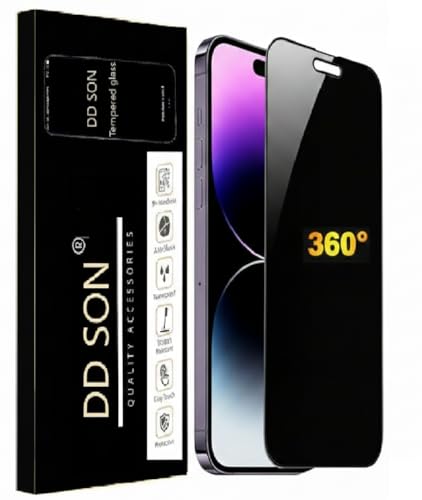 Image of DD SON Military Grade 360 Degree Privacy Tempered Glass for iPhone 14 Pro Max | Anti-Spy Screen Protector with Accessories Kit, Shatterproof & Scratch Resistant Screen Guard