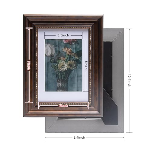 Cadre photo 12,7 x 17,8 cm marron rétro pour fixation murale