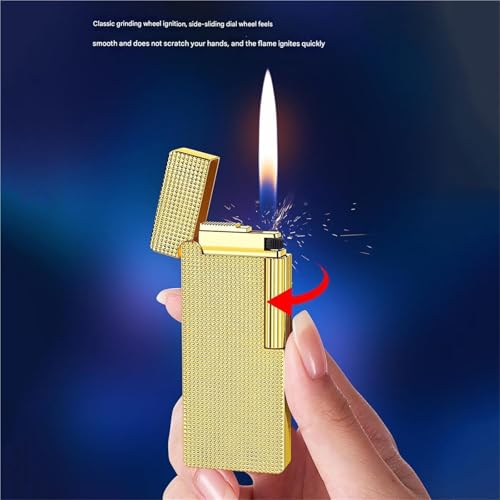 Encendedor Butano Retro Narrow Flip Dorado miniatura 4