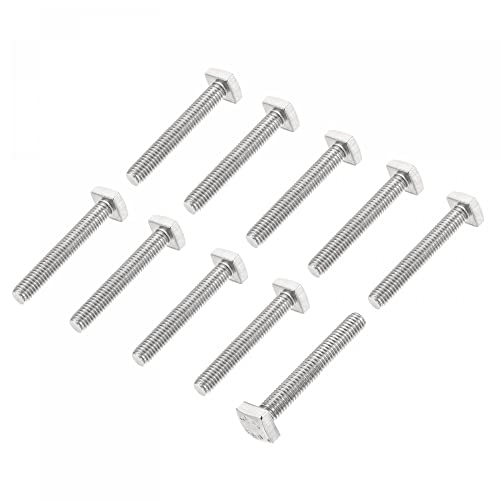 Image of uxcell Square Head Bolt, 10pcs M6x40mm Fully Thread 304 Stainless Steel Grade C Square Machine Screws