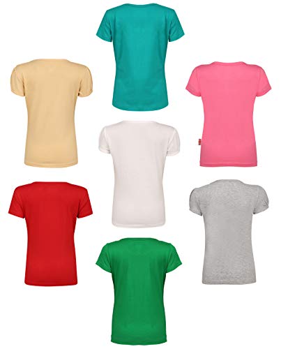Image of SINI MINI Sinimini Girls Half Sleeve Cotton Round Neck Tshirt with bio wash (Pack of 7).