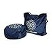 DiMonde Zafu - Cojín de meditación y Yoga Redondo con Bolsa Gamuza – Funda extraíble y Lavable – Relleno de cáscaras de Trigo sarraceno– Asa Lateral – Mandala – Altura 13 cm – Diámetro 33 cm Azul