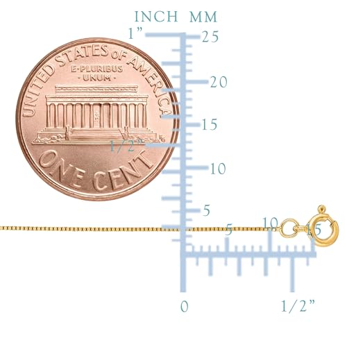 Jewelry Affairs 10k Real Solid Gold Mirror Box Style Chain Necklace, 0.45mm2