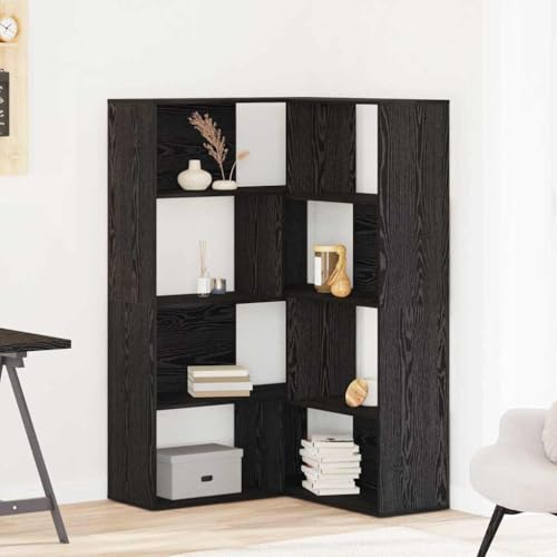 YunCangg Juego de 2 armarios de madera de roble negro, 85 x 85 x 140 cm, 8 compartimentos, para dormitorio, salón