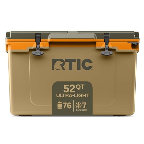RTIC Ultra-Light 52 Quart Hard Cooler Insulated Portable Ice Chest Box for Beach, Drink, Beverage, Camping, Picnic, Fishing, Boat, Barbecue, 30% Lighter Than Rotomolded Coolers, Trailblazer