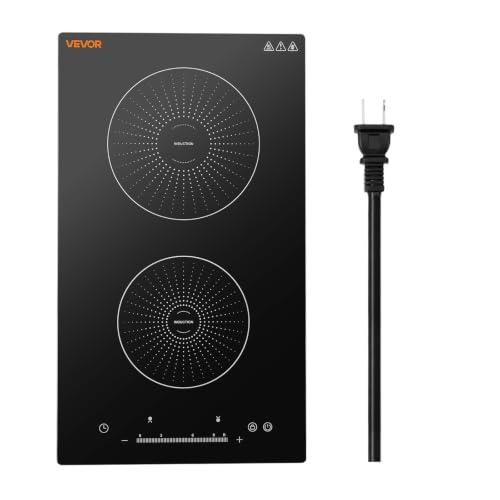 Image of VEVOR Induction Cooktop 12In 2 Burners, Built-in&Countertop Electric Stove, LED Touch & Integrated Control, 9 Power Levels, Easy-Clean Ceramic Glass, Child Lock, 1800W 110V No Plug