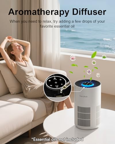 Image of Air Purifiers for Home Bedroom Up to 1250 Ft, H14 True HEPA Room Air Purifiers for Bedroom With Sleep Mode Light Mode & Aroma Function Air Cleaner Smoke Odor Dust Pollen Pet Dander (White)