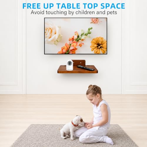 Image of Floating Projector Wall Mount DVD Shelf Wooden Floating Entertainment Center Supports 24lbs,Perfect for Projector,DVD Player,Game, Cable Box (Single Shelf Brown)