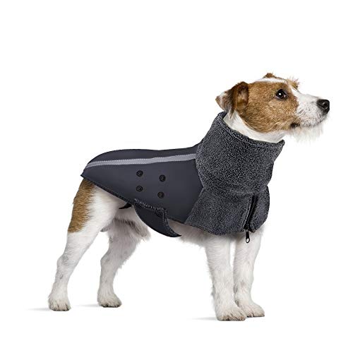 SlowTon Wintermantel für Hunde, Warmes Futter aus Polar Fleece Außenjacke für Hunde mit Rollkragenschal Reflexstreifen Einstellbar Wasserdicht Winddicht Welpenweste Weiches Haustier-Outfit für kleine