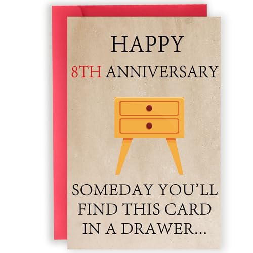Abeletree Happy 8 Year Anniversary Card for Him Her, Funny 8th Wedding Anniversary Card for Couple Husband Wife, Best Bronze Aday Gifts for Men Women, Sweet Valentines Gifts Ideas