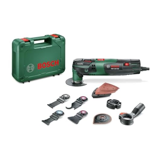 Bosch Profesional PMF 250 CES Set - Multiherramienta, 4 hojas de sierra, placa lijadora, cuchilla multiuso, juego lijadoras delta, sistema aspiración, maletín (250 W)