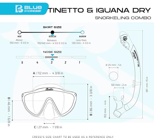 Cressi Kids Snorkeling Kit (Mask & Snorkel) para Niños de 6 a 10 Años - Tinetto & Iguana Dry: Diseñado en Italia miniatura 4
