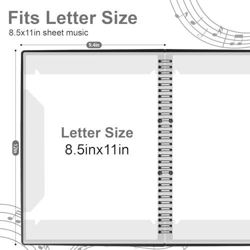 Sheet Music Folder, Music Folder, Premium Spiral Binder Organizer for Sheet Music, Sturdy Double Side Writable 60 Pages Music Sheet Folders Fits Letter Size (8.5 x 11 inches) by RNSXYAT