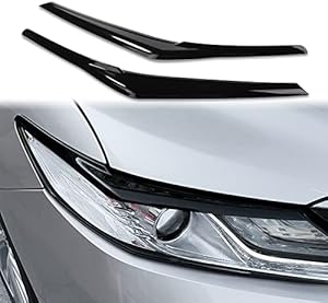 CKE 2pcs for Toyota Camry 2023 2022 2021 2020 2019 2018 Accessories Aggressive Look Exterior Headlight Eyebrow Eyelid Cover Trim Steering Wheel Decoration Sticker - Glossy Black