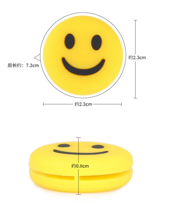 Jinshining Yellow Smile Emoji Tennis Racket Vibration Dampener Soft Silicon Racket Dampener Cartoon Shape Tennis Racquet Shock Absorbers Tennis Racket for Racquetball