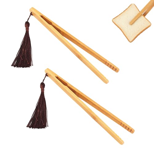 Bamboo Toast Tongs Wooden Toast Tongs with Magnetic End Heat Resistant Toaster Tongs for Hot Bread Eco Friendly Toast Grabber for Toaster Kitchen Utensil for Toast Bacon & Fruit (2)