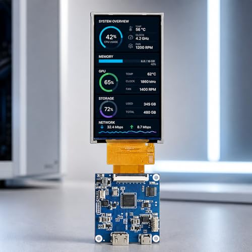 Image of TekGroAml 2.8 inch 480x640 IPS mini Square LCD Screen with HD Driver Board | 16.7M Color Display Module, SPI /RGB Interface, for DIY & Embedded Use,Micro USB Power port
