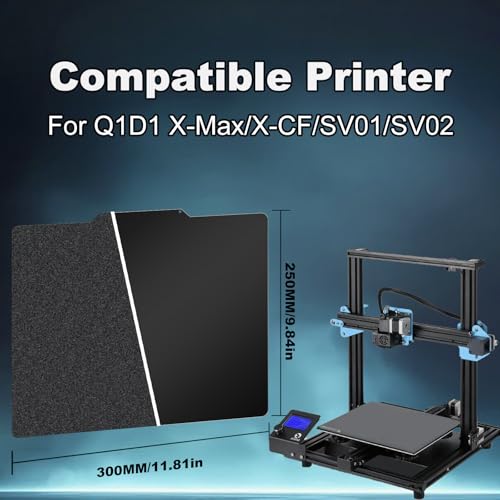 Image of 300x250mm Black Build Plate for QIDI X-Max /X-CF /SV01 /SV02, Double Sided Textured PEI+Smooth PEI Flexible Spring Steel Platform Heated Printing Bed for Q1D1 X-Max /X-CF /SV01 /SV02 3D Printer