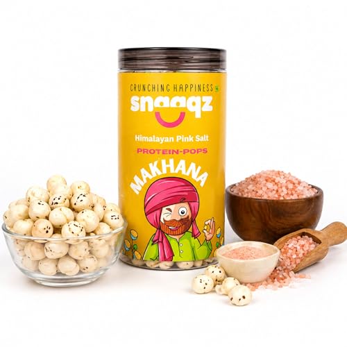 Image of SNAAQZ Himalayan Pink Salt Roasted Makhana | Crunchy Fox Nut Healthy Snack | Protein Rich Phool Makhana Namkeen | Gluten Free Low Calorie Snack | Roasted Lotus Seeds with Natural Himalayan Rock Salt
