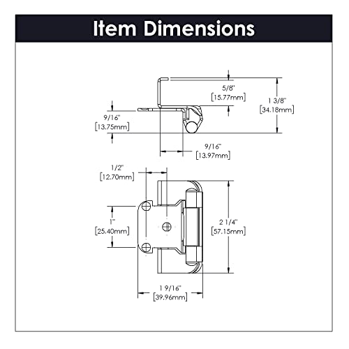 Hickory Hardware P5710F-Sn Self-Closing Collection Hinge Semi-Concealed Satin Nickel Finish (2 Pack) #TOP4