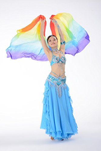 100% Silk Belly Dance Veils and Scarf Gradient Color 98.4 * 43.3inch3