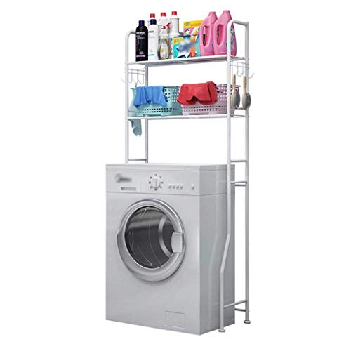 Über Dem Toilettenspeicher-Regal-Badezimmer Platzsparend Oben Waschmaschinen-Organizer-Rackständer 2-stufige Regale Mit Haken,