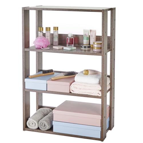 Iris Ohyama, Etagère en Bois de Rangement, Meuble de Rangement à 4 Niveaux, Étagère Verticale...