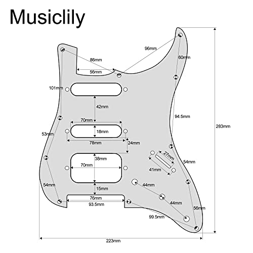 Musiclily Pro 11-Hole Round Corner HSS Guitar Strat Pickguard for USA/Mexican Stratocaster Open Pickup, 3Ply Mint Green - Image 2