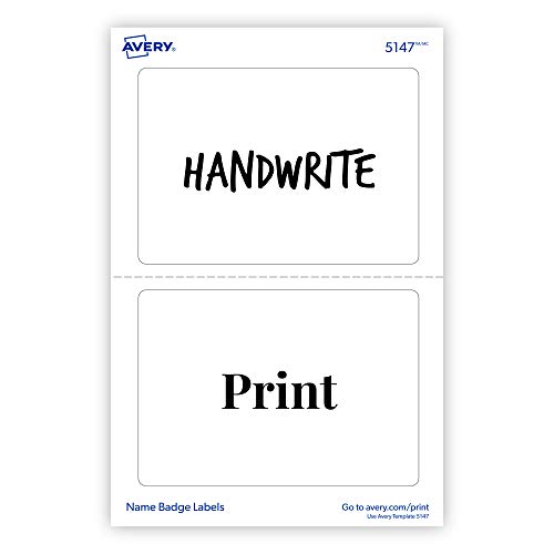 Avery White Print Or Write Name Badge Labels, 2-11/32" X 3-3/8", 100 Labels Per Pack, Case Pack Of 18 (5147) #TOP1
