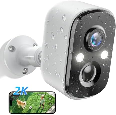 Security Cameras Wireless Outdoor, 2K Battery Powered Spotlight Siren